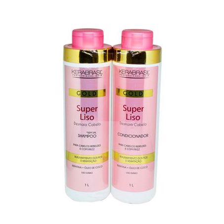 Kit Kerabrasil shampoo + condicionador gold super liso 1L