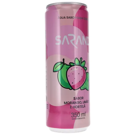 ÁGUA SABORIZADA COM GÁS SARANDI MORANGO, LIMÃO E HORTELÃ LATA 350ML 360-33