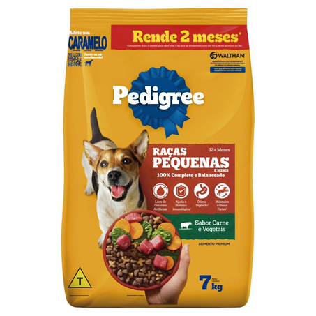 Ração Pedigree 7kg - Adulto - Raças Pequenas - Carne e Vegetais