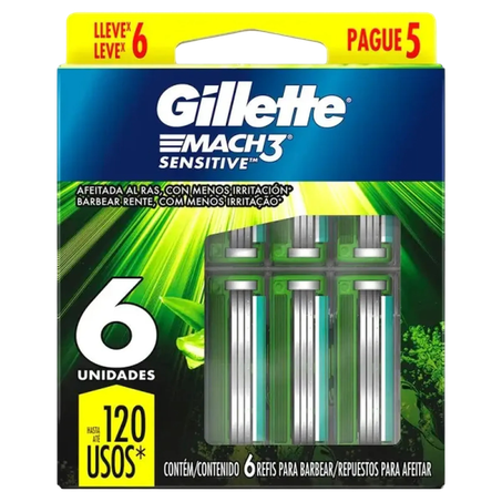 Carga gillette mach3 sensitive com 6