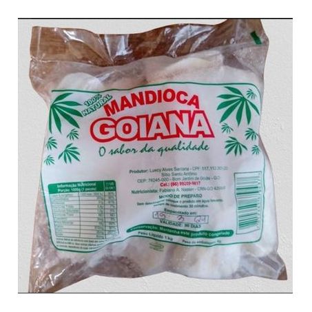 Mandioca Goiana Descascada Congelado 1kg