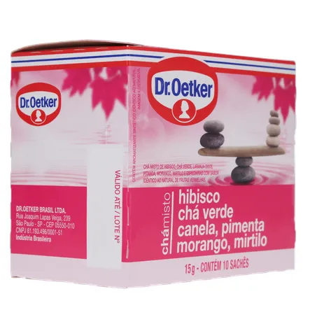 Chá Misto Dr.oetker Hibisco, Chá Verde, Canela, Pimenta, Morango e Mirtilo Caixa com 10un - 15gr 360-31