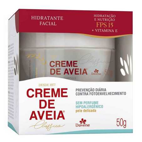 Creme de Aveia Davene Hidratante Facial Hipoalergênico Embalagem 50G