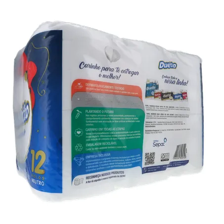 Papel higiênico duetto folha dupla 12x30m neutro 360-15