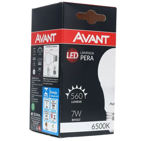 Lâmpada avant led 7w 6500k e27 pera bivolt 360-24