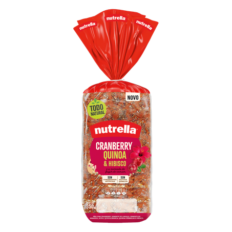PÃO NUTRELLA CRANBERRY/ QUINOA E HIBISCO 350G