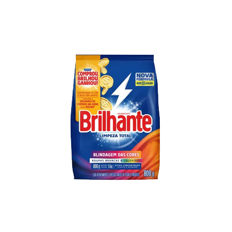 Detergente em Po Brilhante Limpeza Total 800g