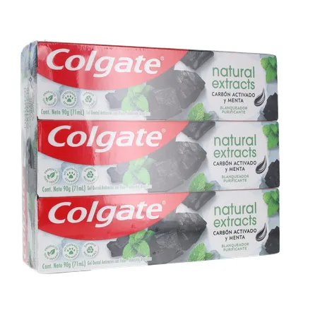 Creme Dental Colgate Natural Extractus Carvão Menta 90G com 3 Unidades 360-16