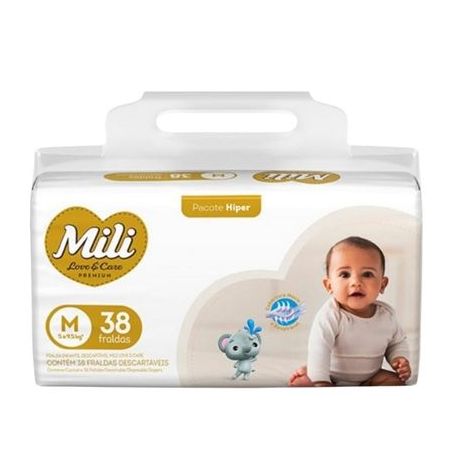 Fralda Mili Love E Care Hiper Tamanho M 38 Unidades