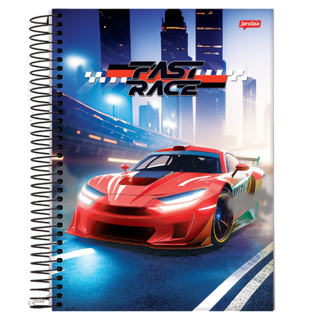 CADERNO JANDAIA ESPIRAL FAST RACE CAPA DURA 1X1 80 FOLHAS R.71139-77