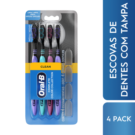 Escova Dental Média Oral-B Complete Color Collection Clean 4 Unidades