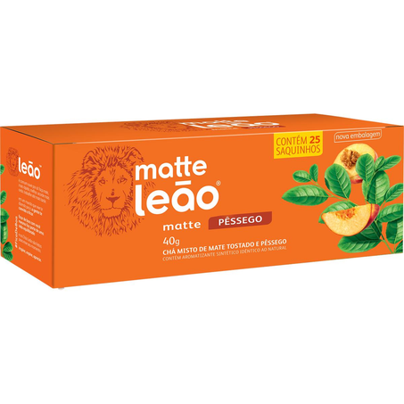 Chá Matte Leão 40g - Pêssego - Com 25 Saquinhos