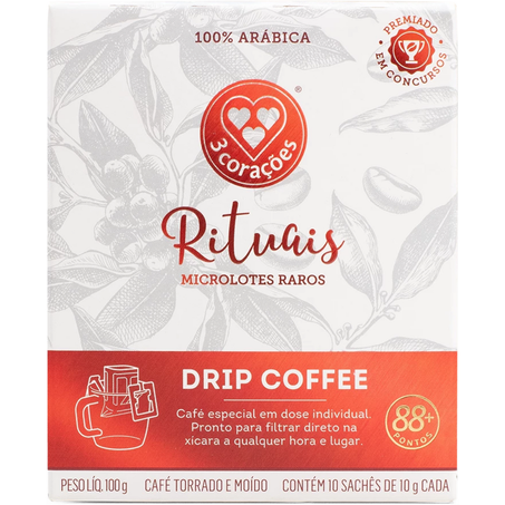 Cafe dose indiv 3 coracoes10g rituais drip coffee