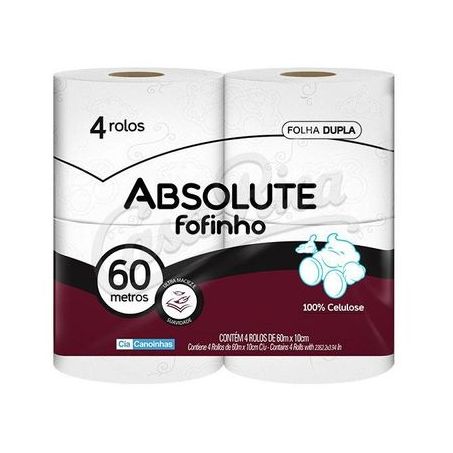 Papel higienico folha dupla absolute fofinho c/4un 60m x 10cm