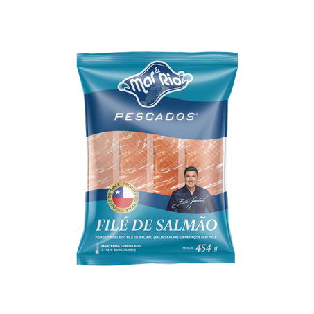 Peixe Salmao Mar e Rio 454g Pedaco Congelado Com Pele