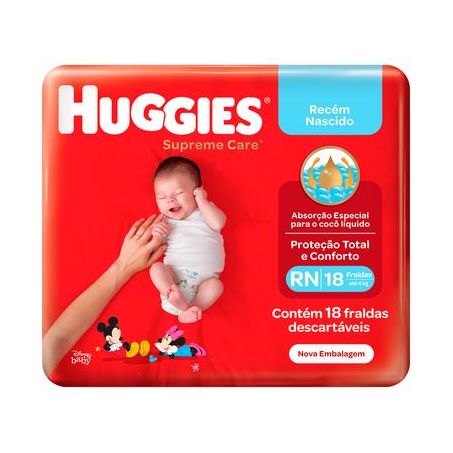 FRALDA HUGGIES NATURAL CARE JUMBO RN 18 UNIDADES
