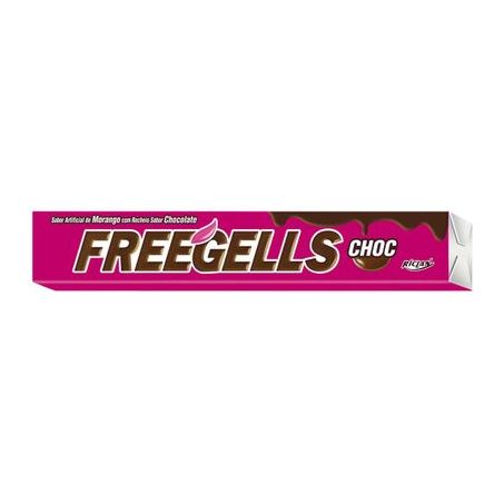Freegells 27,6g morango com recheio chocolate e cristais