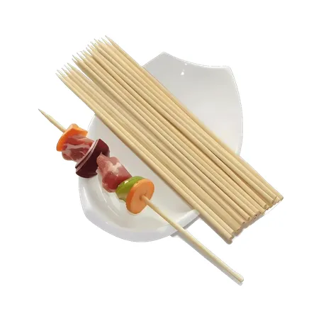 PALITO TIPO ESPETO DE CHURRASCO DE BAMBU 18CM (P) C/50UN