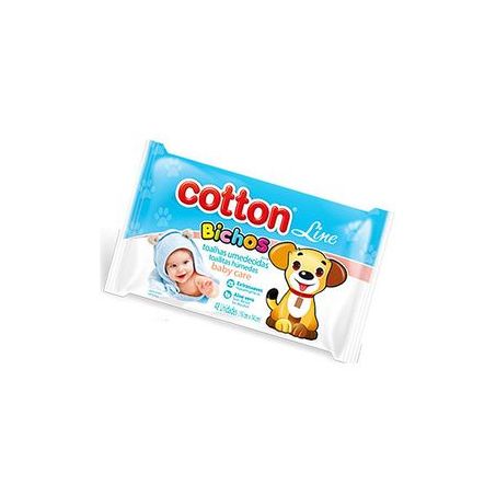 Lenços Umedecidos Cotton Line Bichos Embalagem 50UN