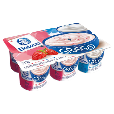 Iogurte Grego Batavo 510g - Integral - Morango