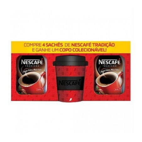 Kit Café Solúvel Nescafé Tradição 50g Leve 4 Un + Grátis Copo 200G