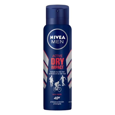 Antitranspirante aerosol nivea men active dry impact embalagem economica