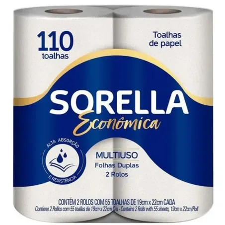 TOALHA DE PAPEL SORELLA FOLHA DUPLA COM 2 UNIDADE