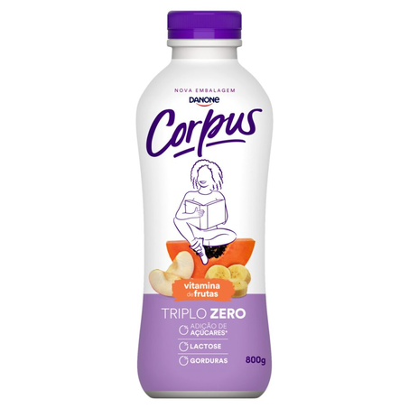 Iogurte de Vitaminas de Frutas Danone Corpus Triplo Zero Garrafa com 800G