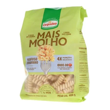 Macarrão de Sêmola Orquídea Parafuso Furadinho com Ovos Pacote 400gr 360-2