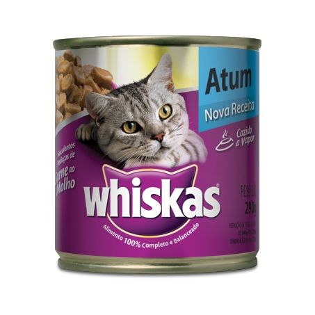 RACAO P/GATO UMIDA ATUM 1+ WHISKAS 290G LATA