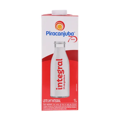 Leite UHT Integral Piracanjuba Caixa com Tampa 1lt