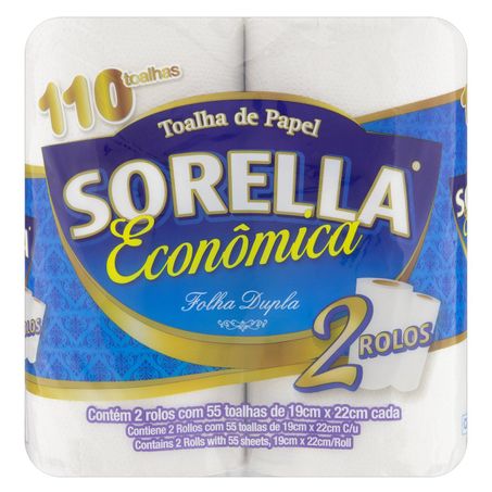 TOALHA DE PAPEL SORELLA ECONÔMICA COM 2 ROLOS