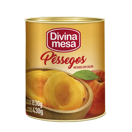 Pessegos Calda Divina Mesa 430g Metades