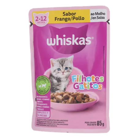 Ração Úmida Para Gatos Filhotes Whiskas Frango Ao Molho 85G 360-2