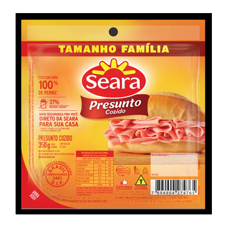 Presunto cozido fatiado seara 350g