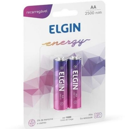 Pilha recarregavel 2500mah elgin aa 2un