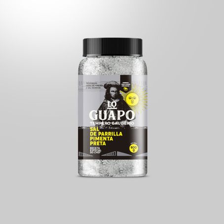 Sal de parrilla pimenta preta lo guapo tempero gauderio 500g