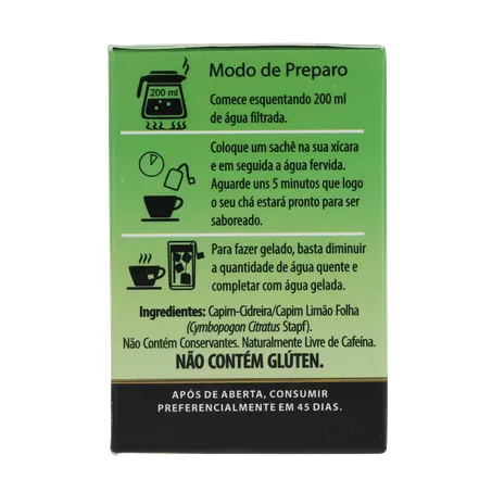 CHÁ ERVA DA MATA CAPIM CIDREIRA CAIXA C/10 SACHÊS 360-9