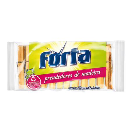 PRENDEDOR DE ROUPA MADEIRA FORTA COM 12 UNIDADES
