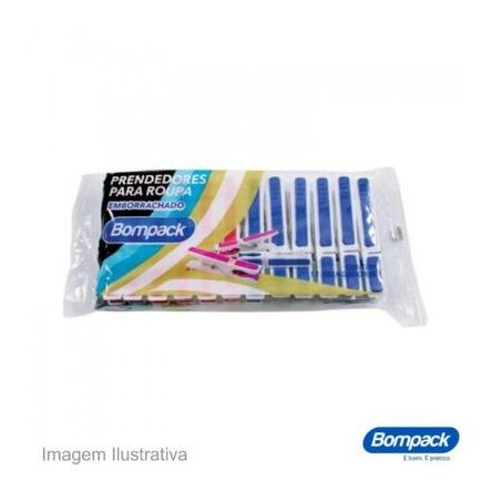 PRENDEDOR DE ROUPA EMBORRACHADO BOMPACK C/12 UN