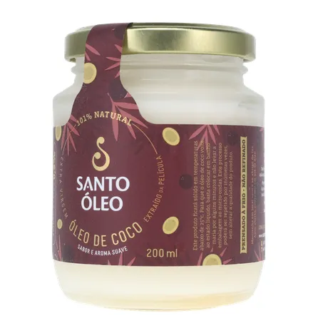 Óleo de Coco Santo Óleo Extra Virgem  Pote de Vidro 200ml 360-3