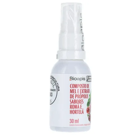 COMPOSTO DE MEL E EXTRATO DE PRÓPOLIS BIOAPIS ROMÃ E HORTELÃ SPRAY 30ML 360-30
