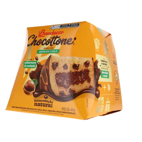 Panettone Bauducco Chocolate e Avelã Caixa 450gr 360-3