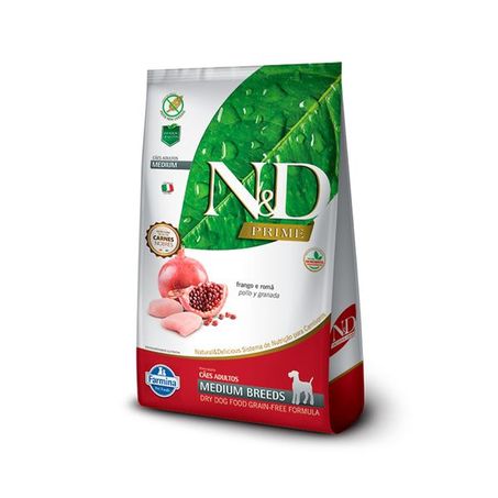 Ração Farmina N&D Grain Free para Cães Adultos de Raças Médias Sabor Frango e Romã 10,1Kg