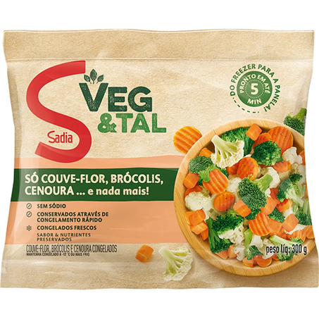 LEGUMES VEGETAL CENOURA/COUVE/BRÓCOLIS CONGELADO SACHÊ SADIA 300