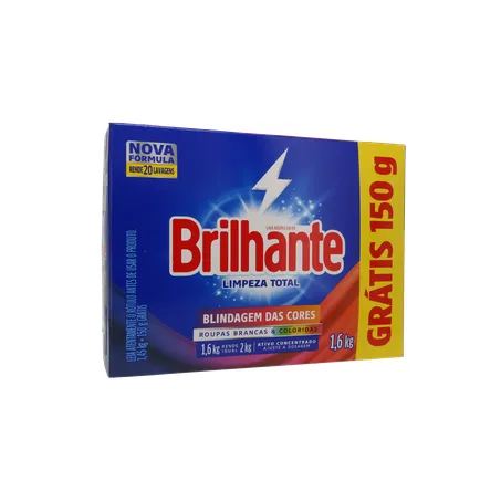 LAVA ROUPA PÓ BRILHANTE LIMPEZA TOTAL LEVE 1,6KG PAGUE 1,450KG 360-34
