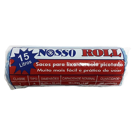 NOSSO ROLL AZUL 15 LITROS COM 100 UNIDADES