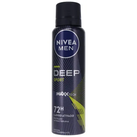 Antitranspirante Aerosol Nivea Men Deep Sport 72H Carvão Ativado Frasco Spray 150ml 360-1