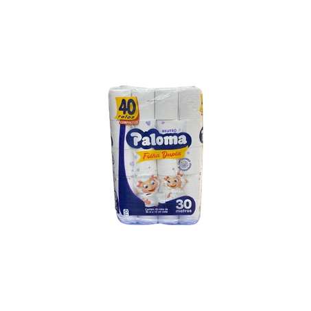 PAPEL HIGIENICO FOLHA DUPLA PALOMA 30M C/40 ROLOS 