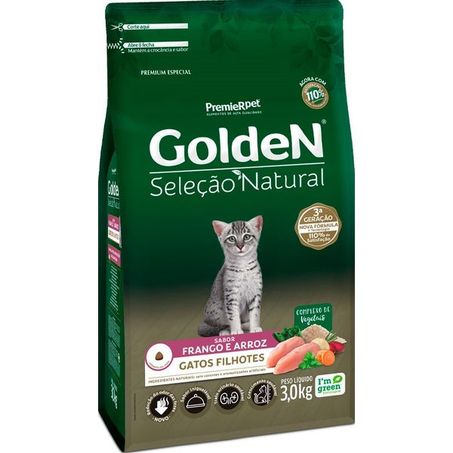 Ração Golden Seleção Natural para Gatos Filhotes Sabor Frango e Arroz 3Kg 360-1